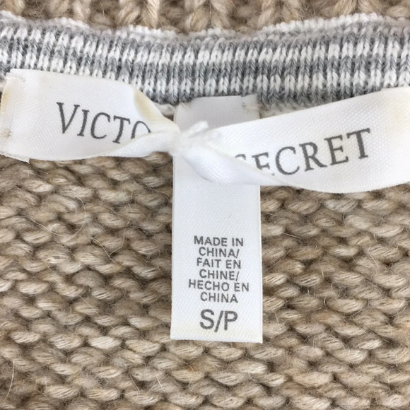 Victoria's Secret Sweater Womens Small Cream Yellow Heavy‎ Knit Tunic Fair Isle - Picture 9 of 15